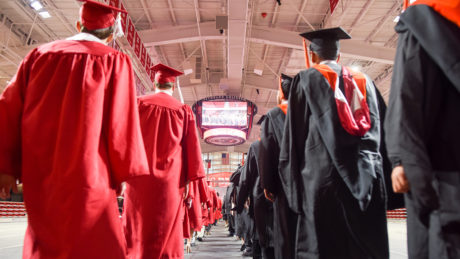 NC State students in graduation robes