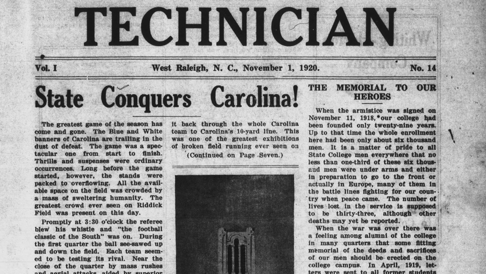 photo of the cover of Technician student newspaper