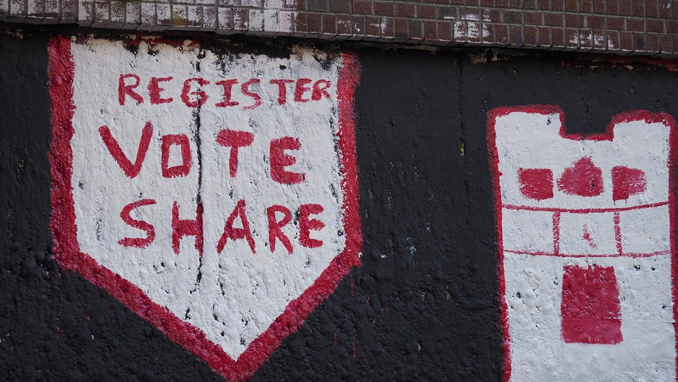 voting mural on campus