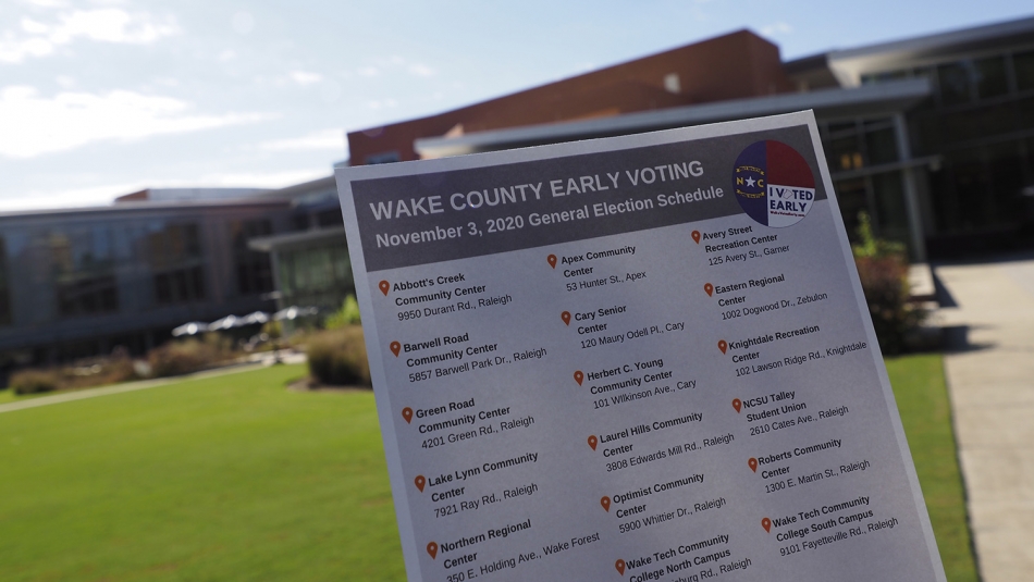 early voting sign on campus