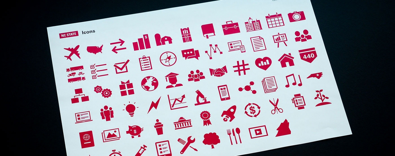A sample collection of NC State branded icons