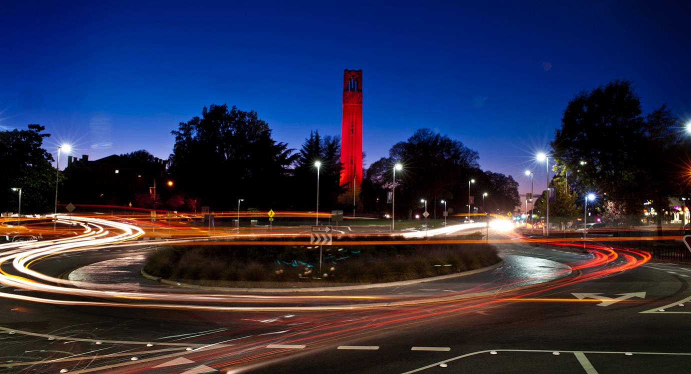 Timelapse photo of the Belltower at night