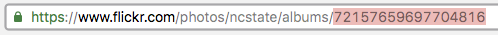 Example of how to extract the Flickr Album ID from a URL