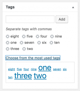 Example of tag widget in post creation